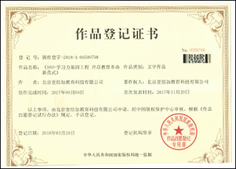 《中小学生学习力开发的原理与方法》作品登记证